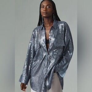 Anthropologie Pilcro Sequin Buttondown Shirt